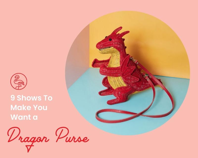 Wicker Darling's Rhys the Red dragon purse with text overlay '9 Purses To Make You Want a Dragon Purse'