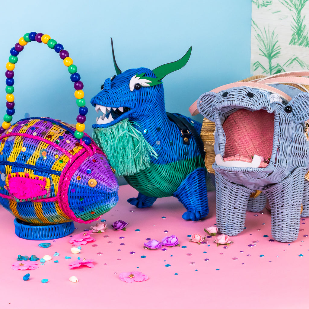 The collection of limited edition wicker handbags. 