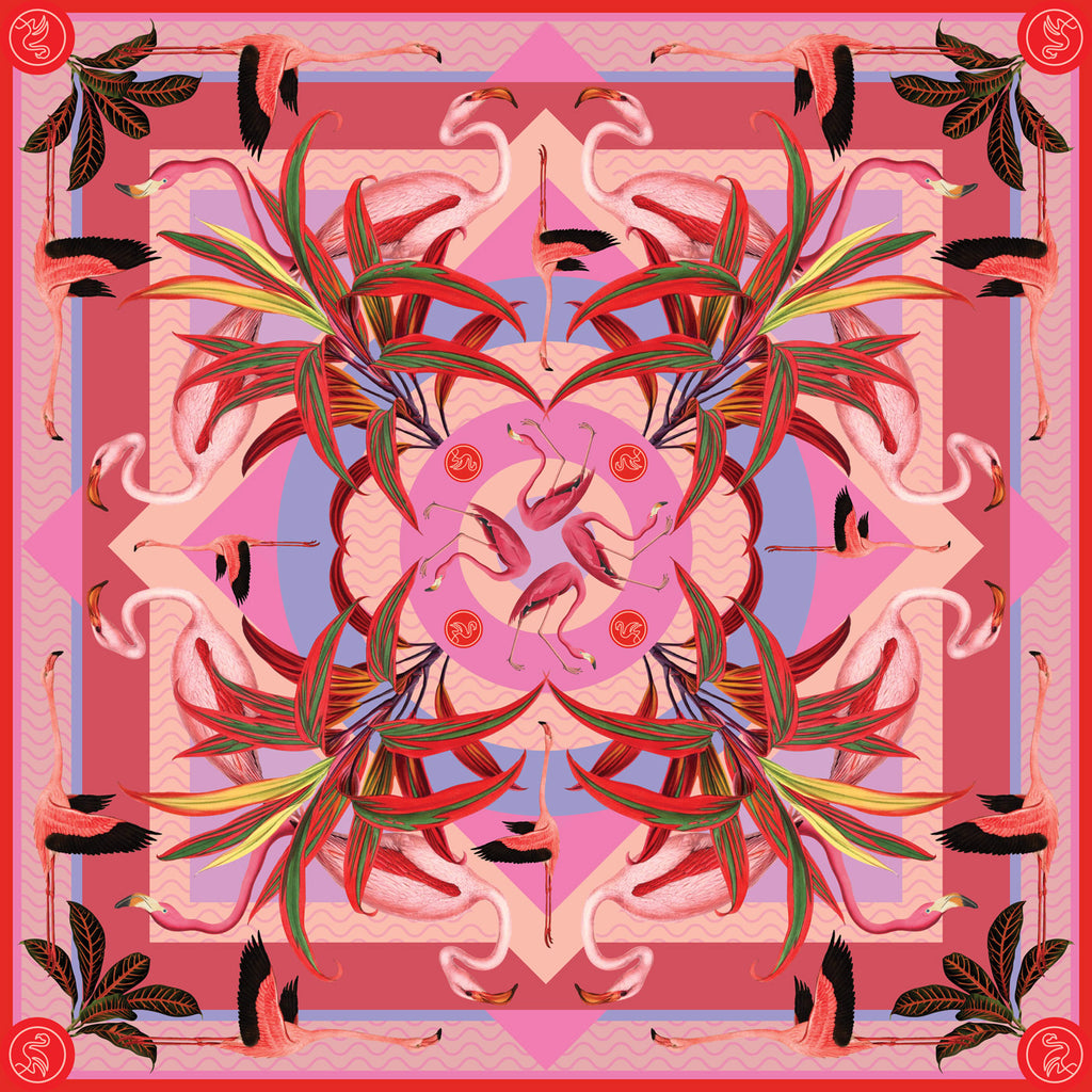 Wicker Darling Anniversary Flamingo Scarf tropical style in a colourful background