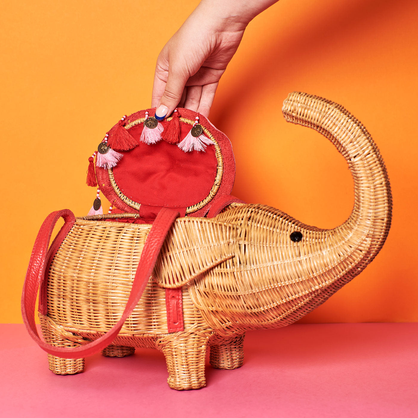 Elephant Shaped Elephant Wicker Bag Small Elephant Basket In